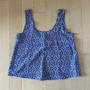 Blue and White Geometric Print Tank Top